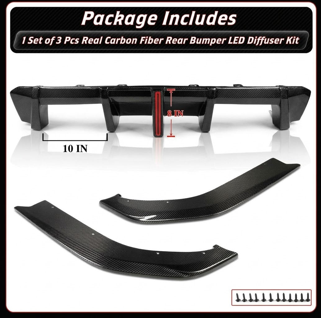 Difusor trasero LED + extensiones laterales de fibra de carbono para BMW G80 G82 M3 M4 CTM 21-26