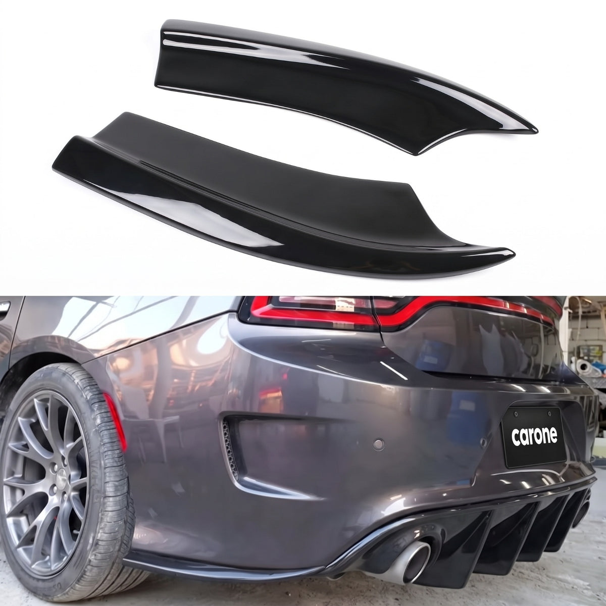 CARGADOR DODGE SRT 2015-2023 ESTILO PARACHOQUES TRASERO NEGRO FALDÓN LATERAL CENEFA ESPAT