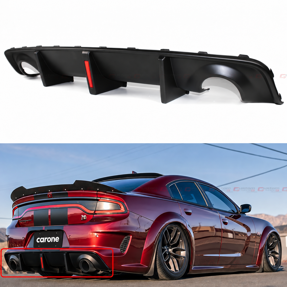 Difusor de parachoques trasero LED aleta de tiburón de carrocería ancha Dodge Charger OEM SRT 2020-2023