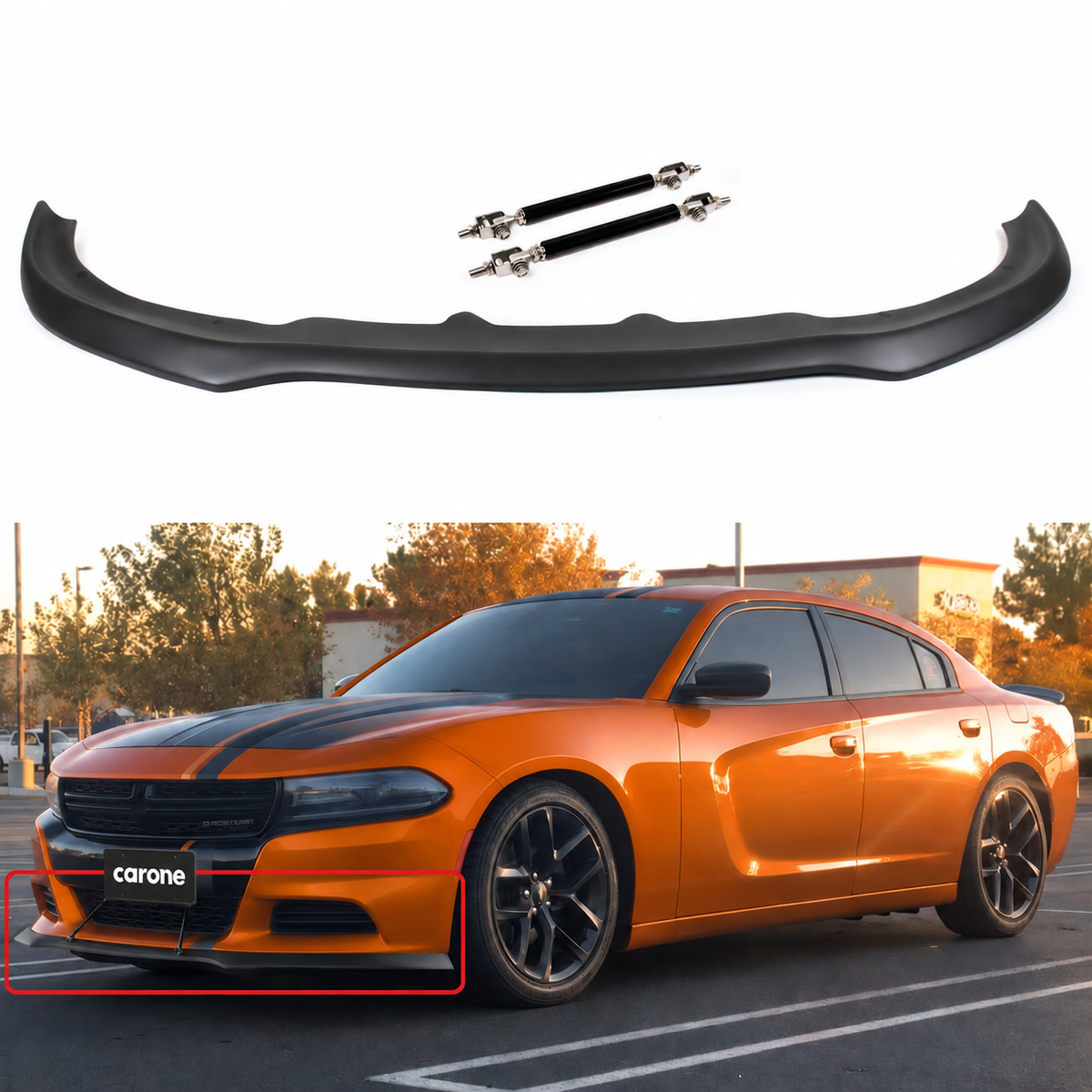 DODGE R/T SXT GT 2015-23 ESTILO PARACHOQUES DELANTERO LABIO + VARILLA DIVISIÓN NEGRA