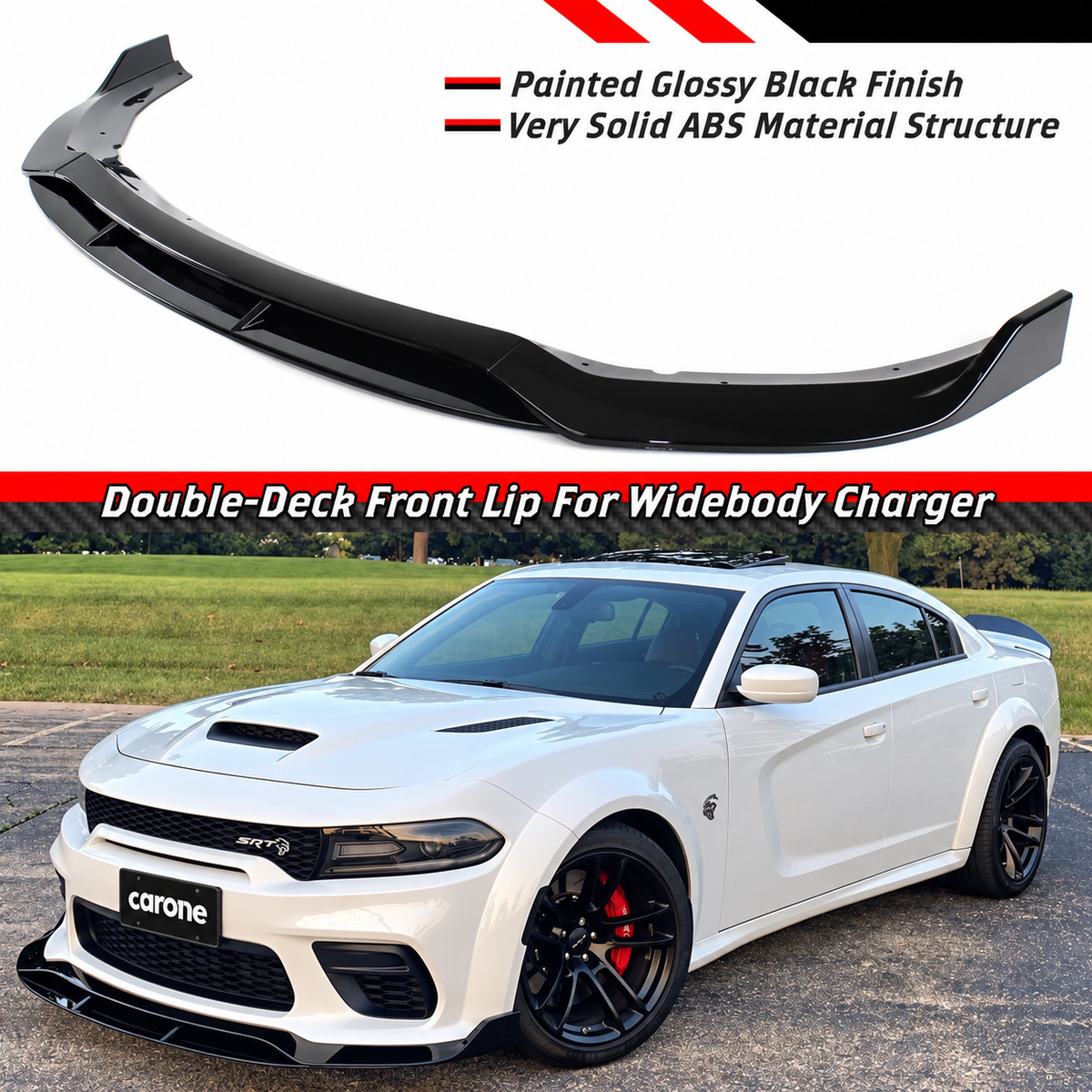 Dodge Charger SRT Widebody 2020-2023 Divisor de labios para paracoques delantero de doble cubierta