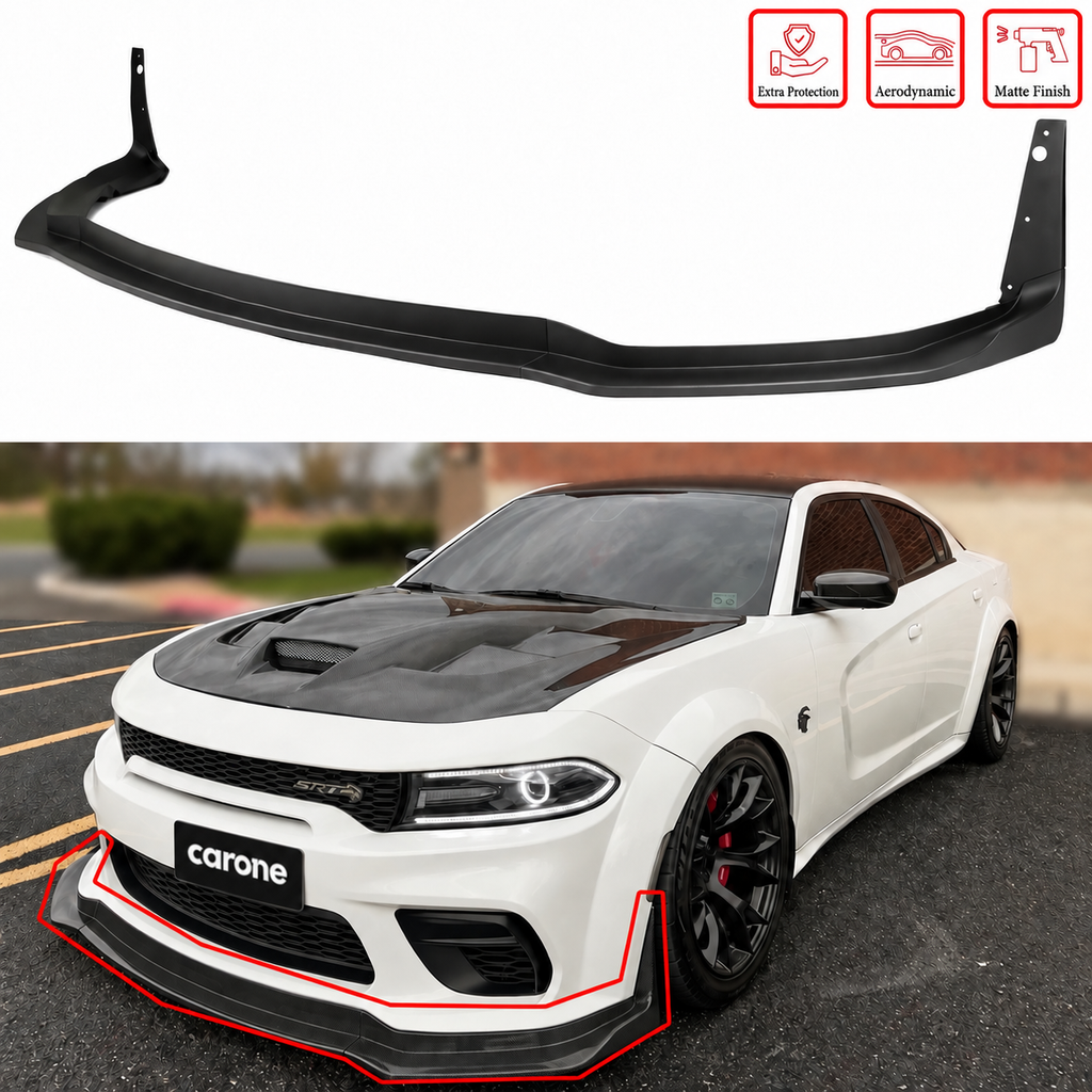 Dodge Charger SRT 20-23 WideBody estilo H winglet mate negro parachoques delantero labio