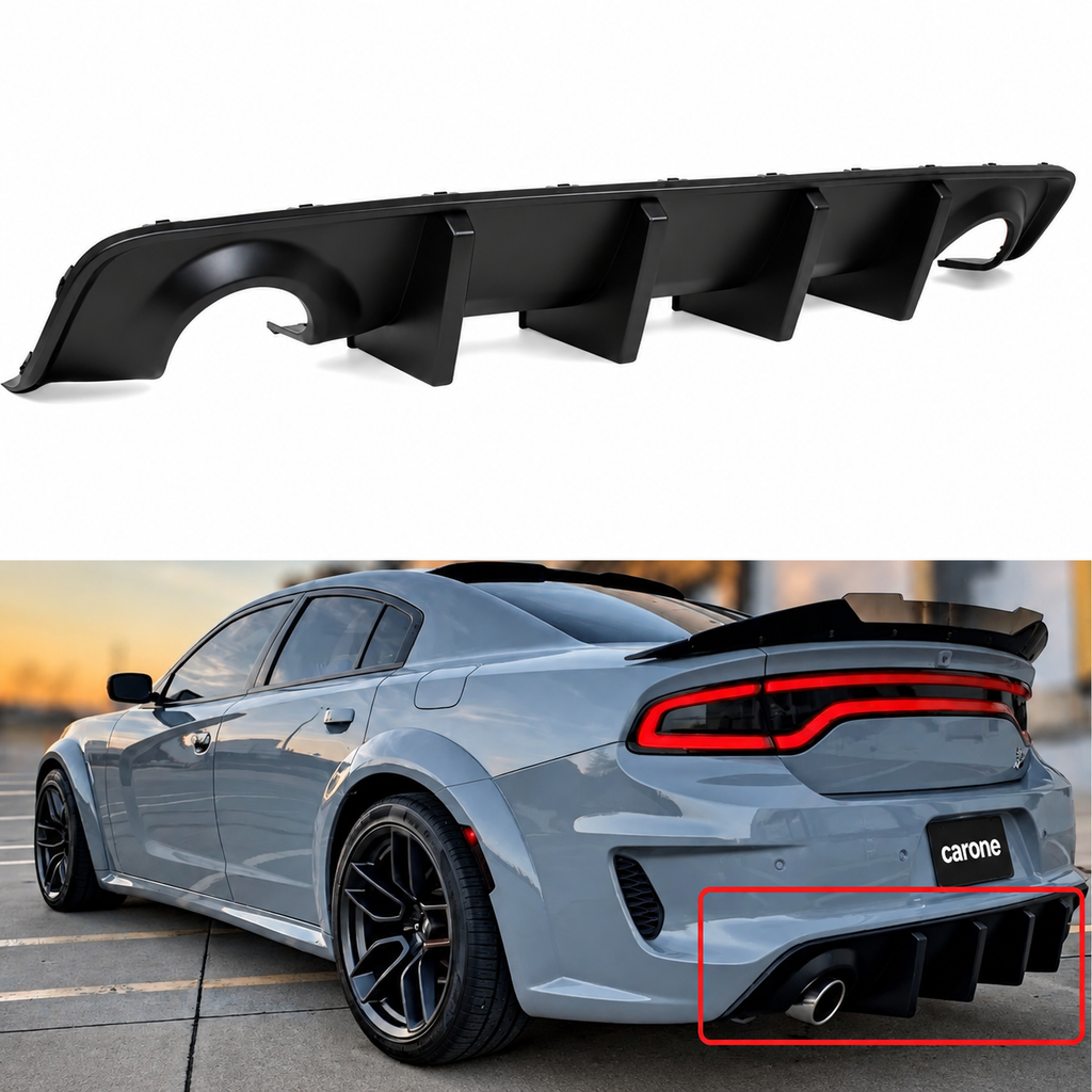 DODGE CHARGER SRT 2020-23 CENEFA DIFUSORA PARACHOQUES TRASERO ALETA DE TIBURON PARA CARROCERIA WIDEBODY
