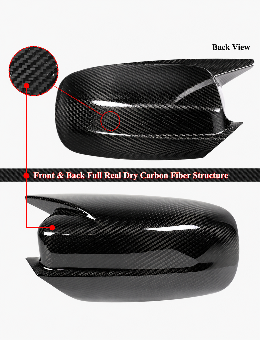 DODGE 11-23 ESTILO M FIBRA DE CARBONO REAL ESPEJO RETROVISOR TAPA LATERAL SUPERPOSICIÓN