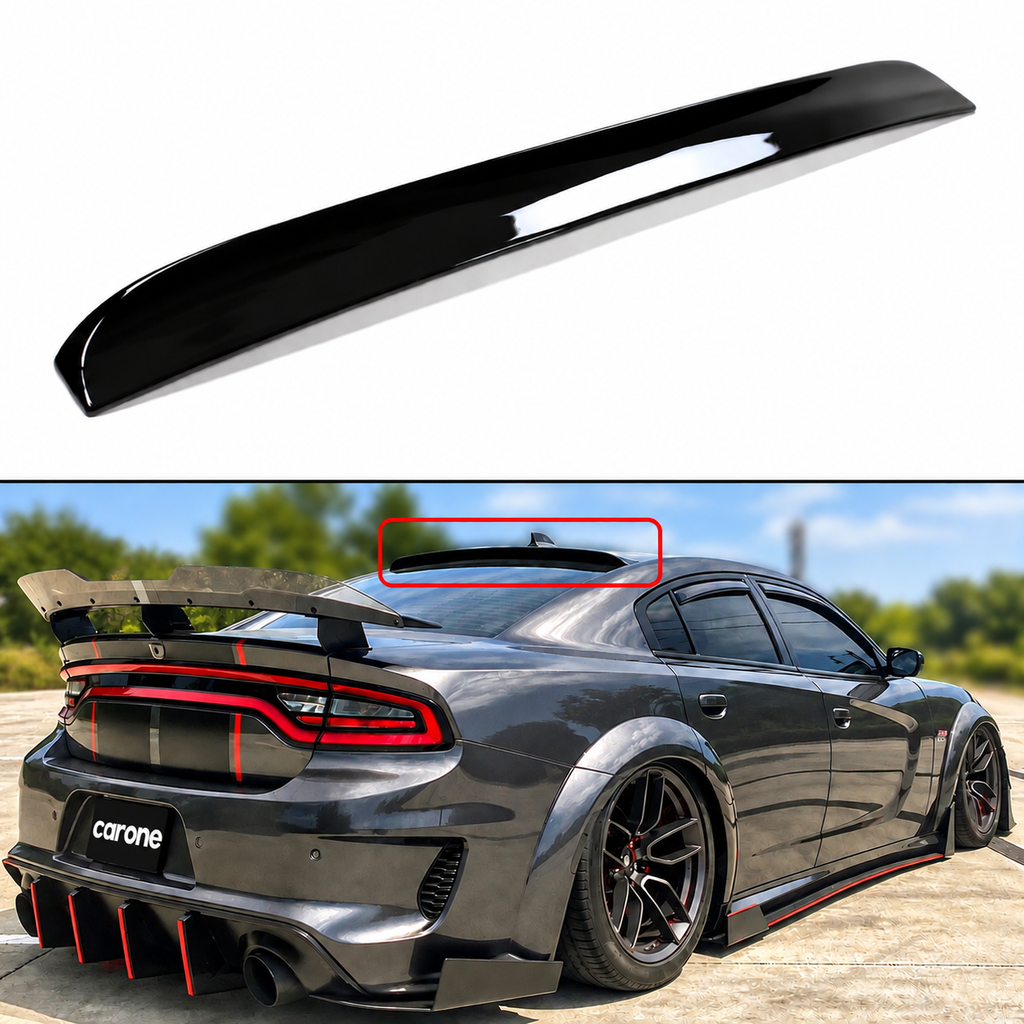 ALERÓN DE TECHO VENTANA TRASERA NEGRO BRILLANTE PARA DODGE CARGADOR SRT SCAT DUCKBILL 2011-23