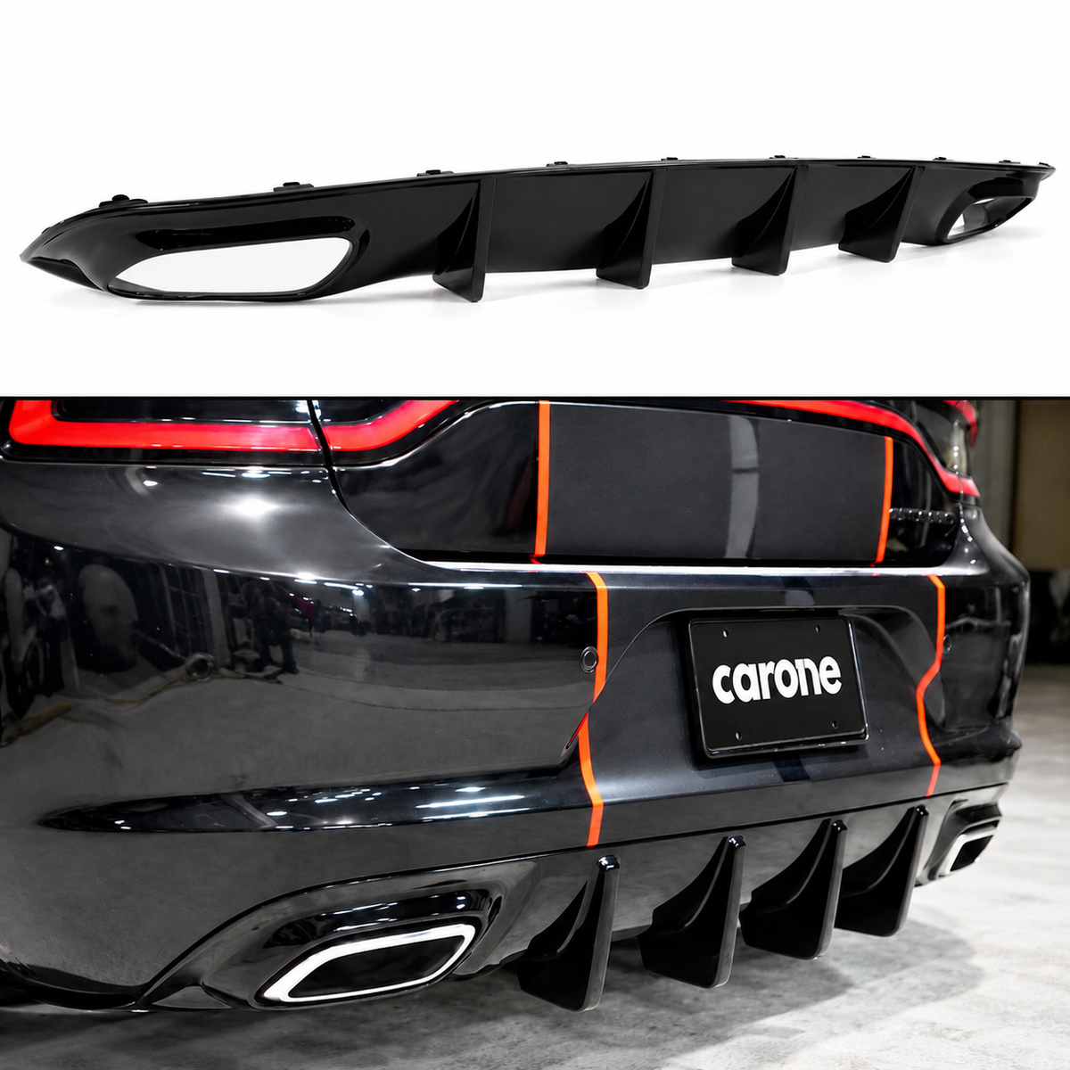 Difusor de parachoques trasero aleta de tiburón negro brillante para Dodge Charger SXT SE 2015-2023