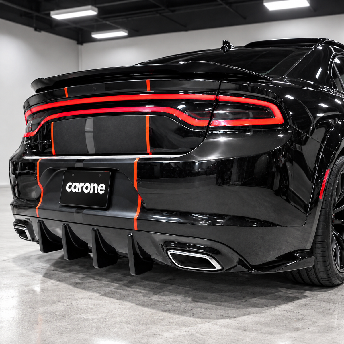 Difusor de parachoques trasero aleta de tiburón negro brillante para Dodge Charger SXT SE 2015-2023