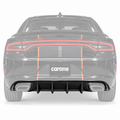 Difusor de parachoques trasero aleta de tiburón negro brillante para Dodge Charger SXT SE 2015-2023