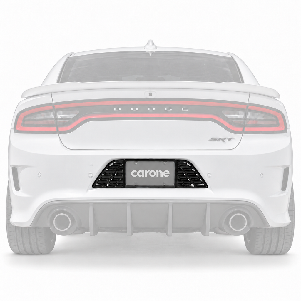 PARA DODGE CHARGER 2015-23 NEGRO BRILLANTE PLACA TRASERA MARCO SOPORTE PANEL BORDE