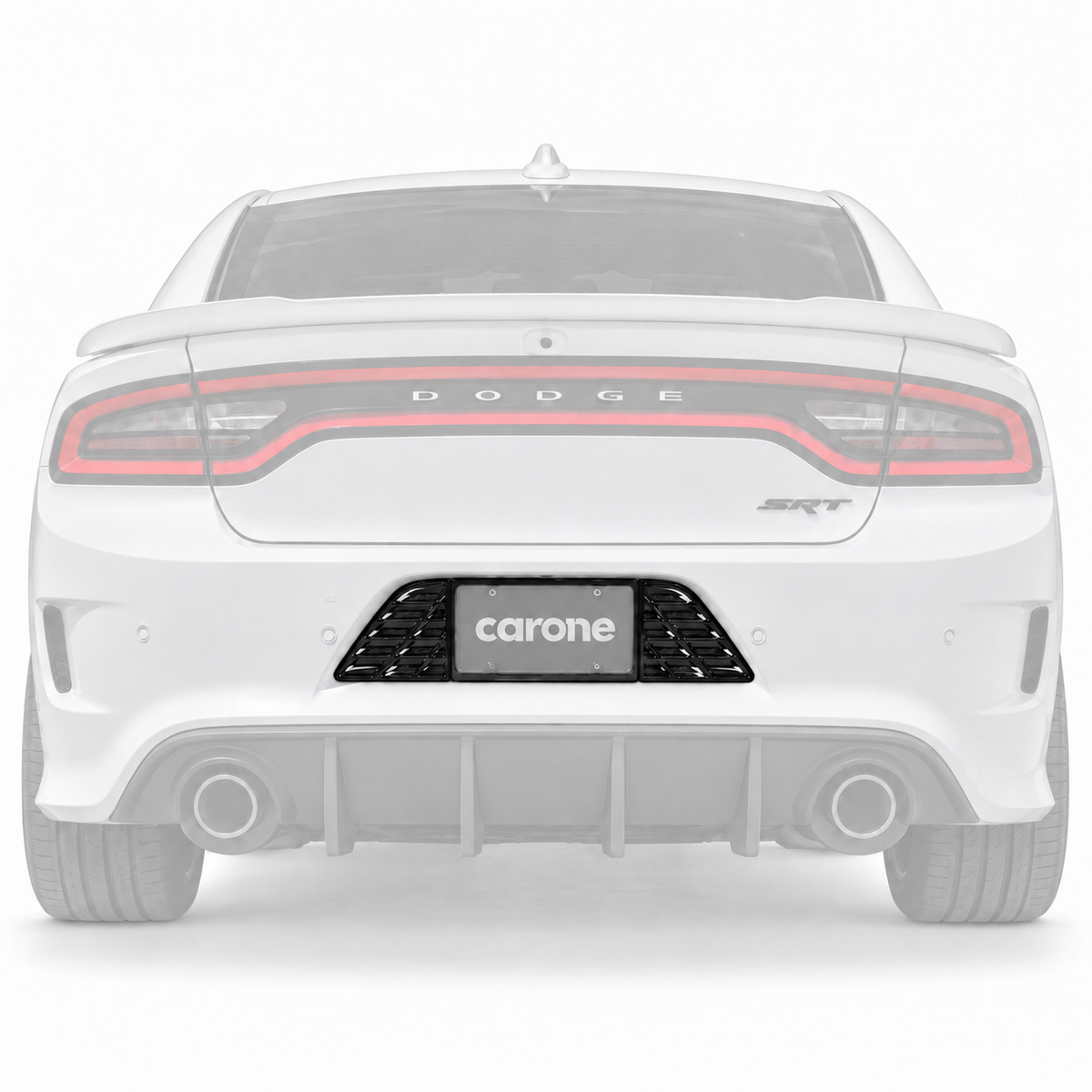 PARA DODGE CHARGER 2015-23 NEGRO BRILLANTE PLACA TRASERA MARCO SOPORTE PANEL BORDE