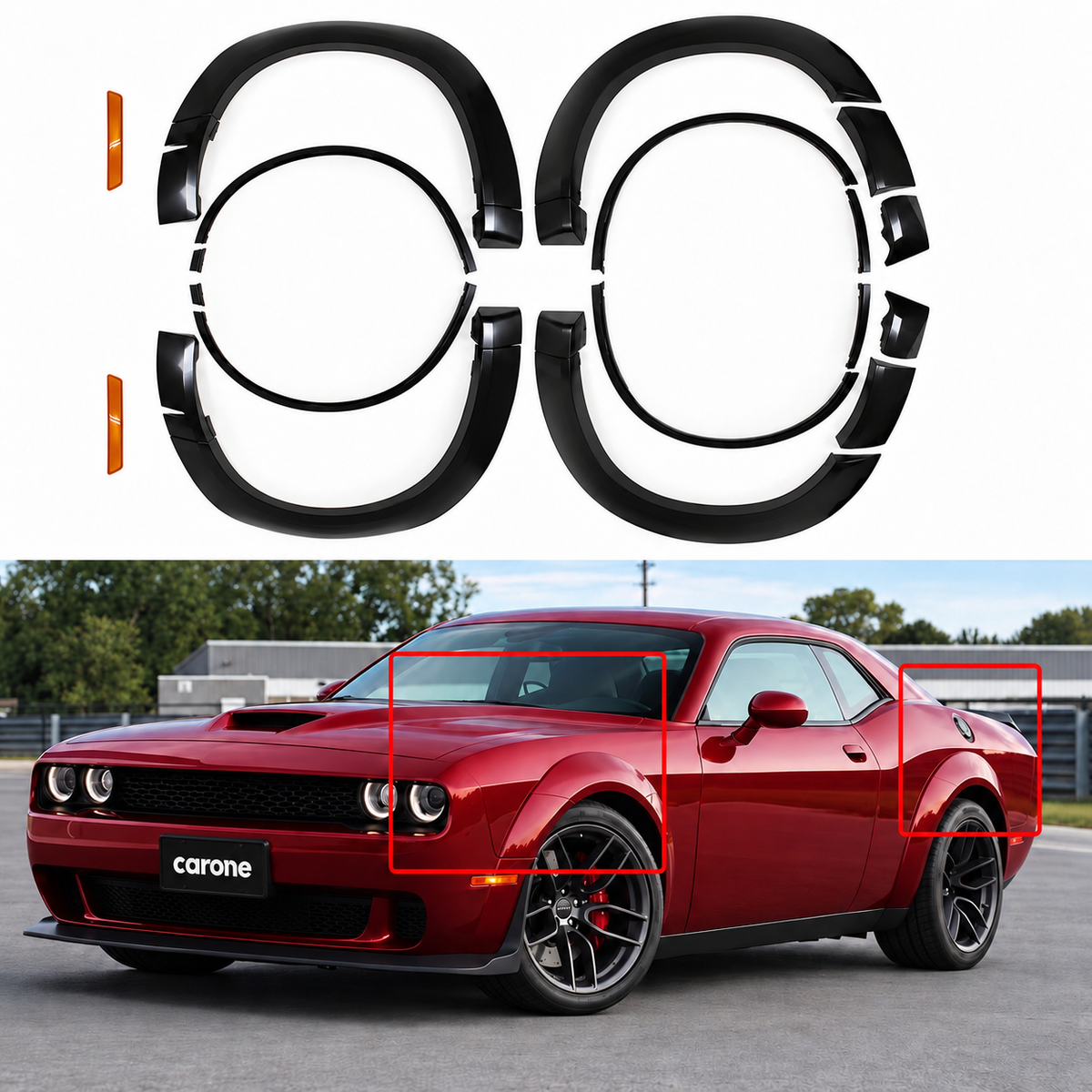 KIT DE LLAMARADAS DE GUARDABARROS ESTILO DEMONIO PARA 15-23 DODGE CHALLENGER V6 3,6 L SXT GT
