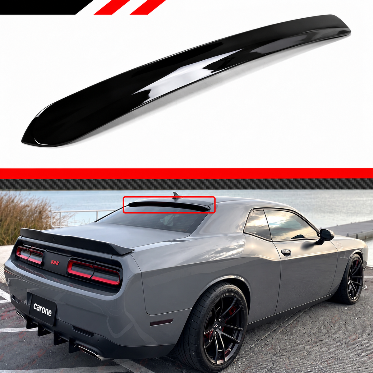 Alerón de techo ventana trasera negro brillante para Dodge Challenger SRT Hellcat 2008-2023