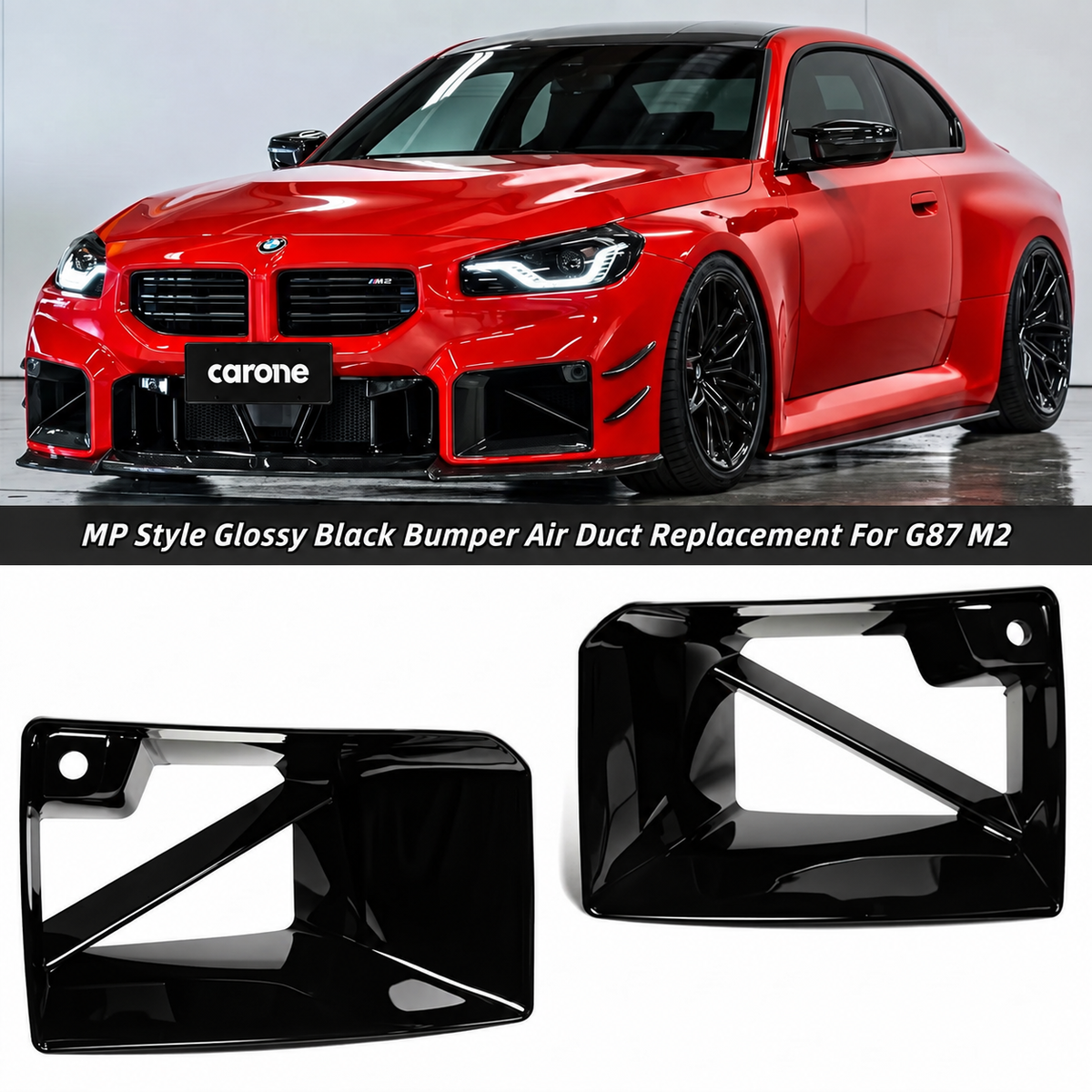 PARACHOQUES DELANTERO NEGRO BRILLANTE PARA BMW G87 M2 ESTILO 23-26 REPUESTO VENTILACION CONDUCTO DE AIRE