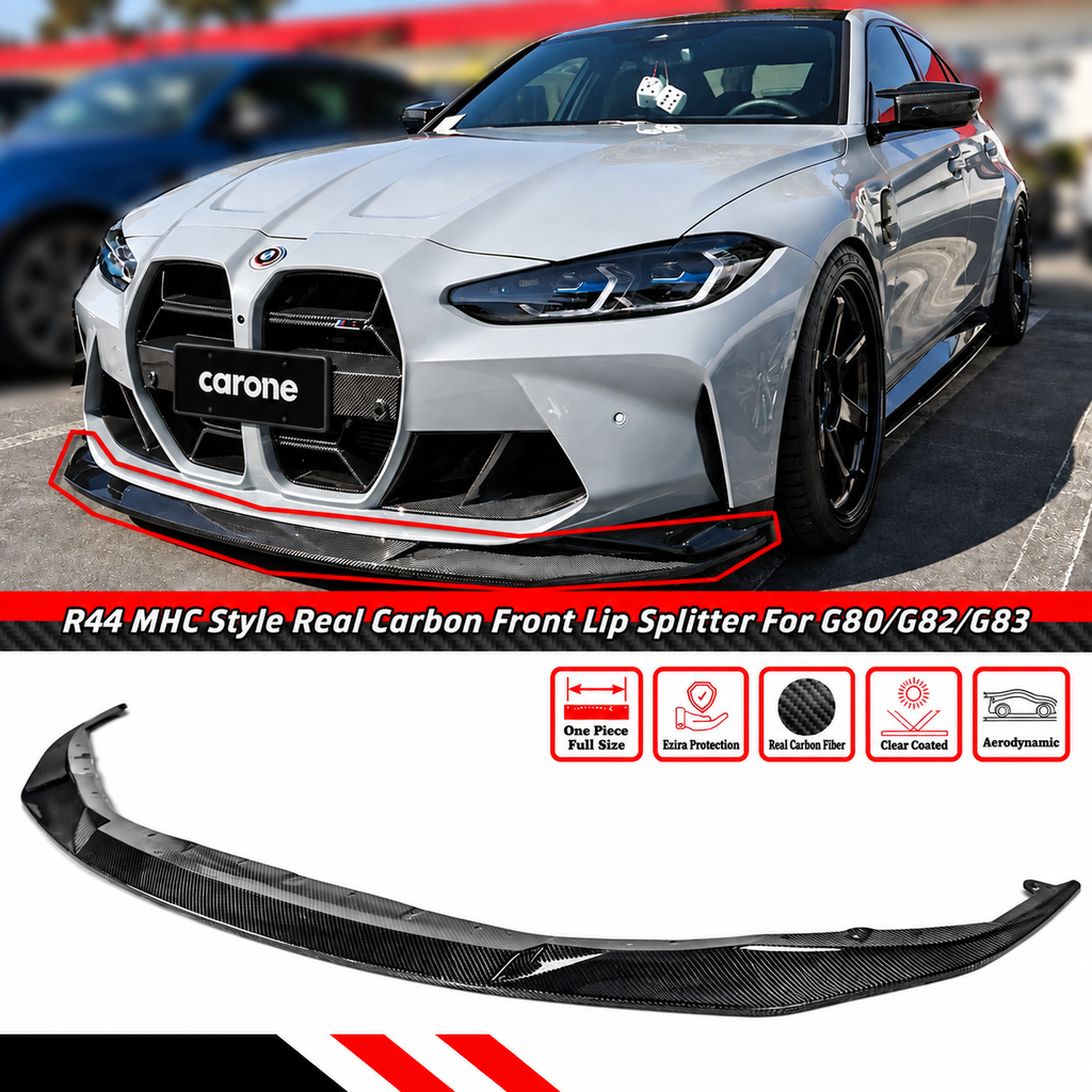 Divisor de parachoques delantero de fibra de carbono estilo MHC para BMW G80 M3 G82 G83 M4 2021-2026