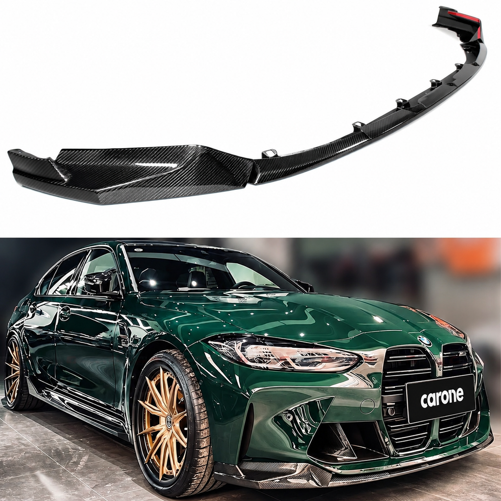 Kit de labios de parachoques delantero de fibra de carbono estilo rendimiento para BMW G80 M3 G82 M4 21-26