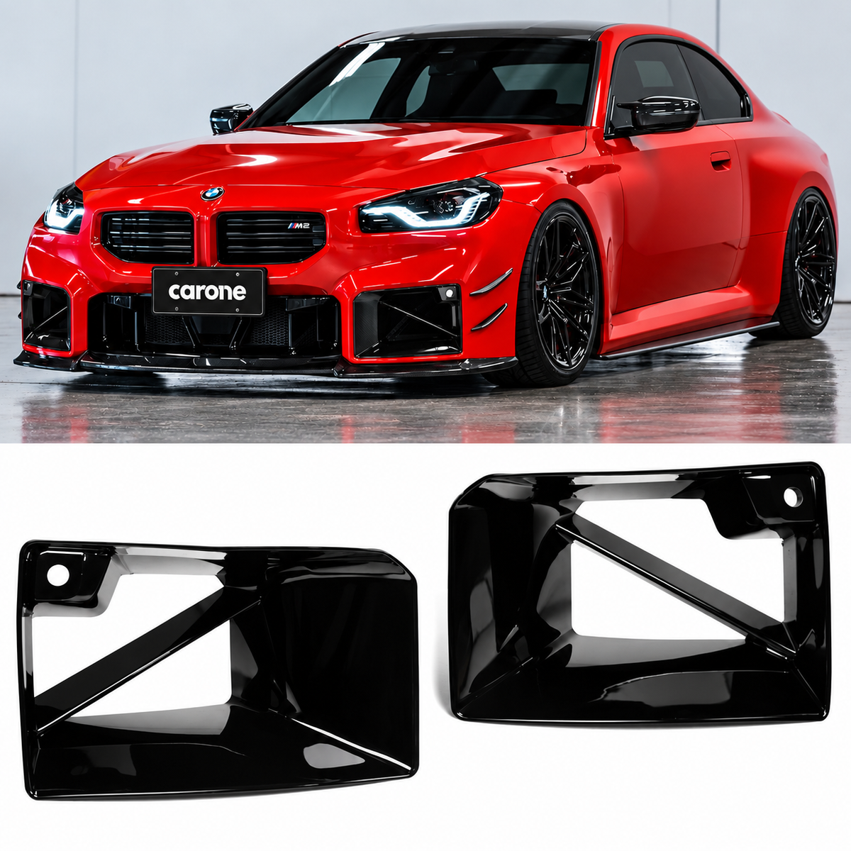 PARACHOQUES DELANTERO NEGRO BRILLANTE PARA BMW M2 23-26 CONDUCTO DE AIRE REPUESTO DE VENTILACIÓN