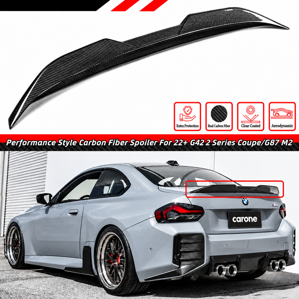 PARA BMW G42 SERIE 2 2022-2026 M240i G87 M2 ESTILO MP ALERÓN MALETERO FIBRA CARBONO