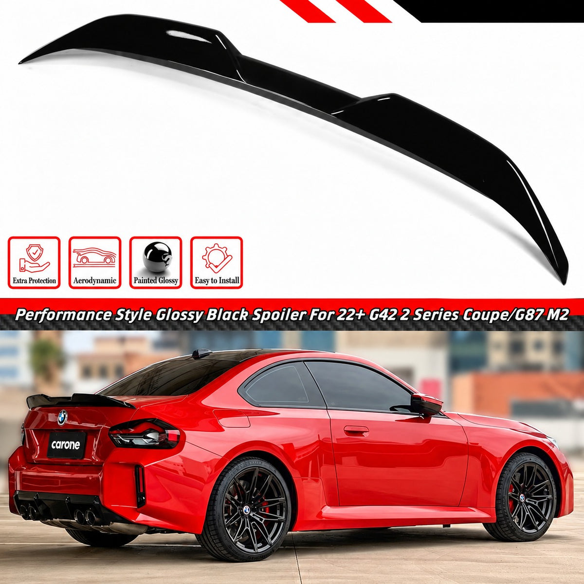 PARA BMW G87 M2 G42 230i M240i ALERÓN MALETERO NEGRO BRILLANTE ESTILO MP 22-25