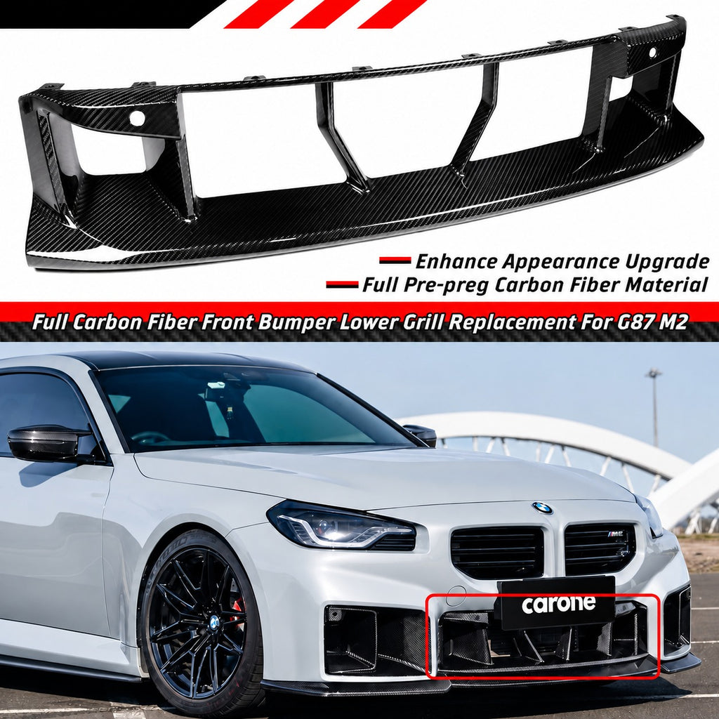 PARACHOQUES DELANTERO COMPLETO DE FIBRA DE CARBONO PARA BMW G87 M2 2023-2026 REPUESTO PARRILA INFERIOR