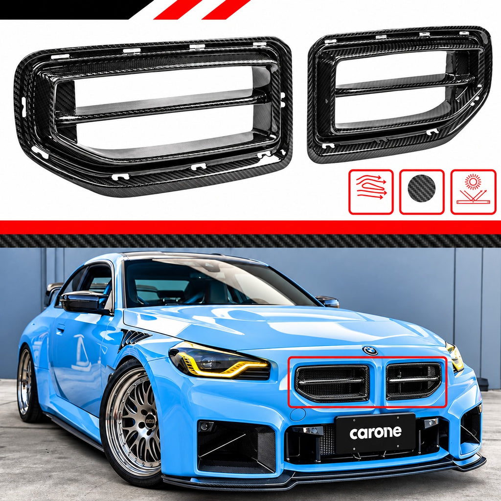 BMW G87 M2 MP ESTILO FIBRA CARBONO SECA NARIZ DELANTERA RIÑÓN PARRILLA 2023-26