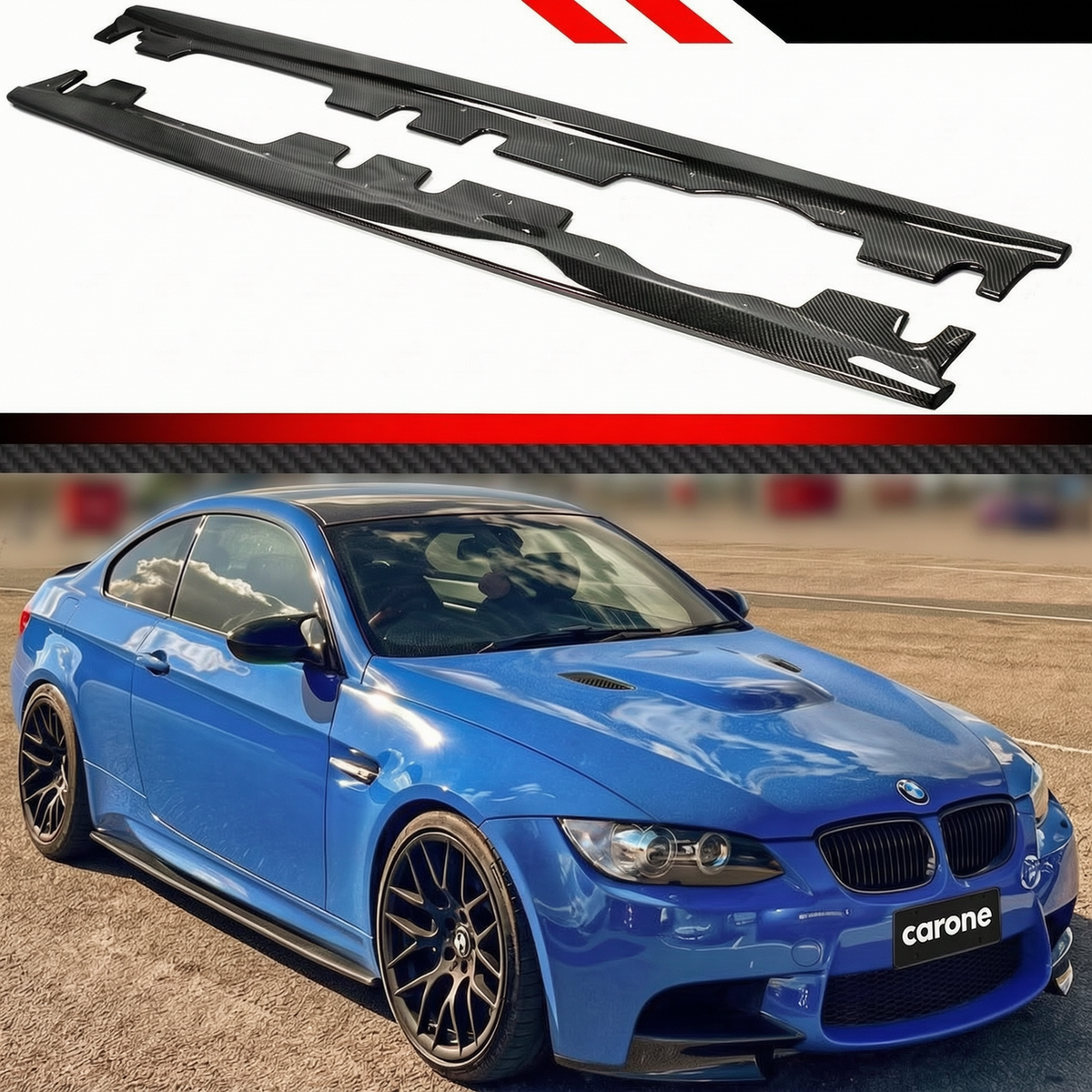 Divisores de extensión de faldón lateral de fibra de carbono de rendimiento para BMW E92 E93 M3 08-13