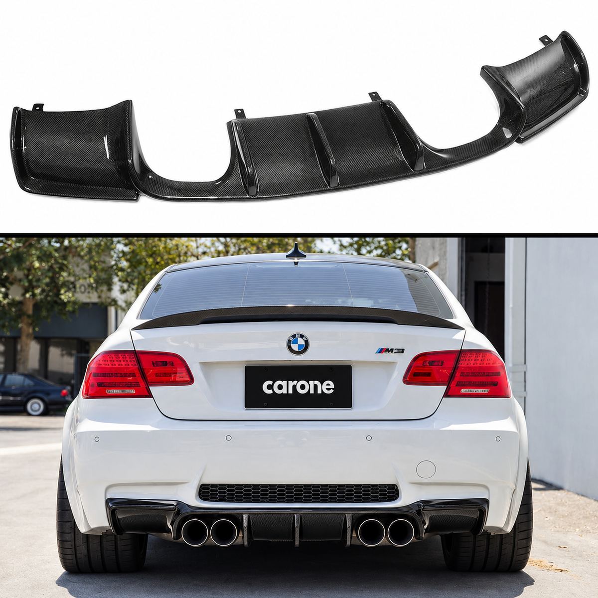PARA BMW E92 E93 E93 M3 ESTILO V TAMAÑO COMPLETO FIBRA DE CARBONO DIFUSOR REAL PARACHOQUES TRASERO