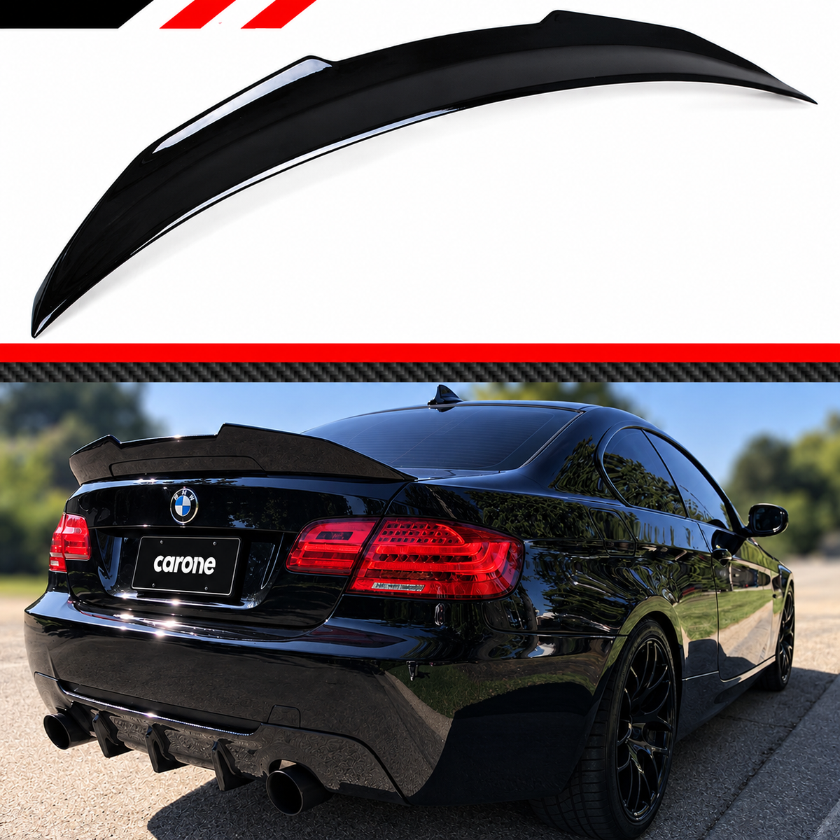 ALERÓN MALETERO NEGRO BRILLANTE BMW E92 M3 328i 335i V2 PSM DUCKBILL 2007-2013