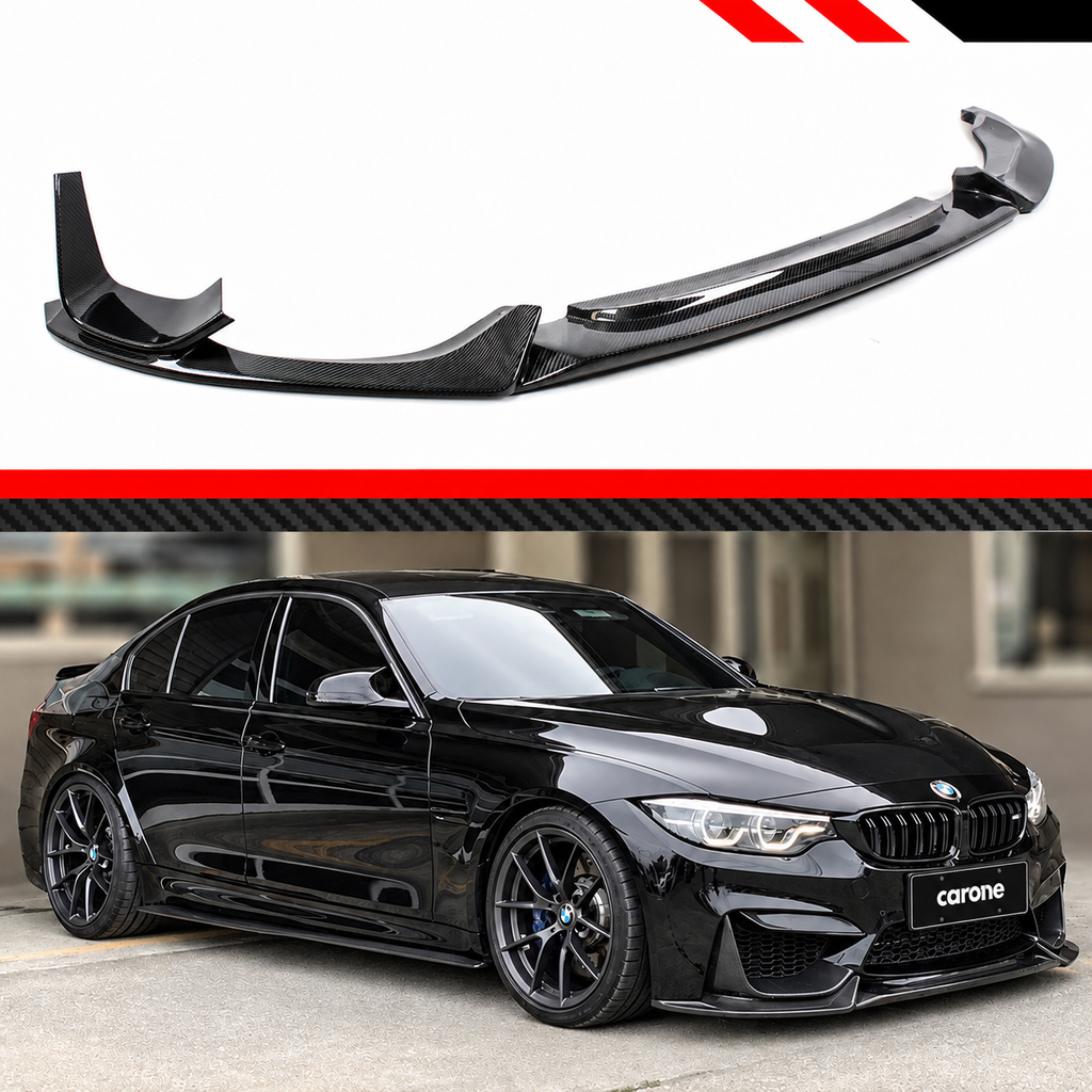 Divisor de labios de parachoques delantero estilo V2 fibra de carbono para BMW F80 M3 F82 F83 M4 15-20