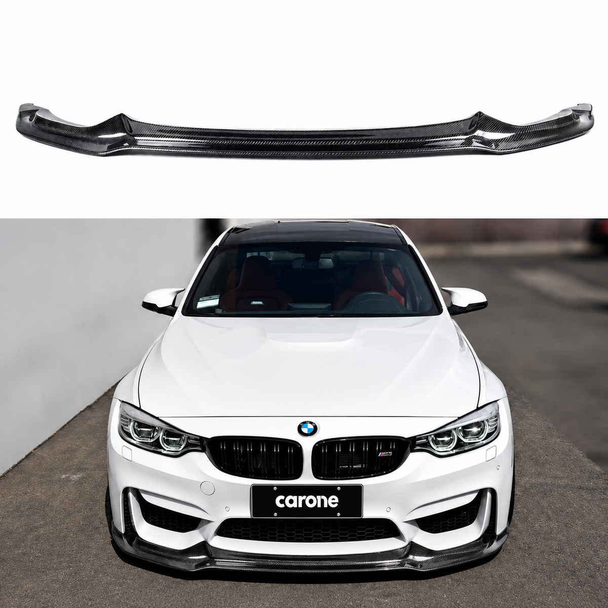Divisor de labios de parachoques delantero de fibra de carbono estilo V para BMW F80 M3 F82 F83 M4 2015-19
