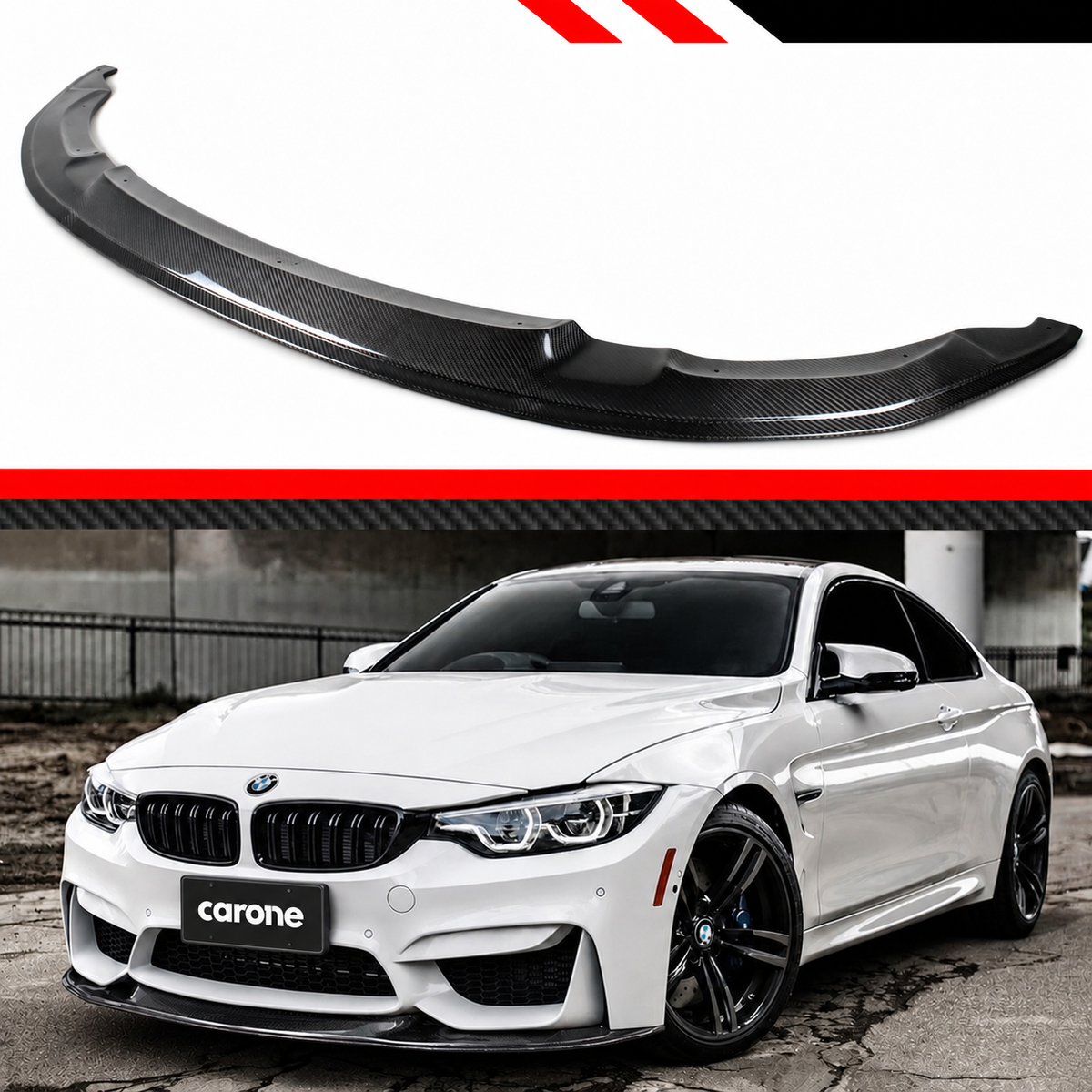 Divisor de labios de parachoques delantero estilo GTS de fibra de carbono para BMW F80 M3 F82 F83 M4 15-19