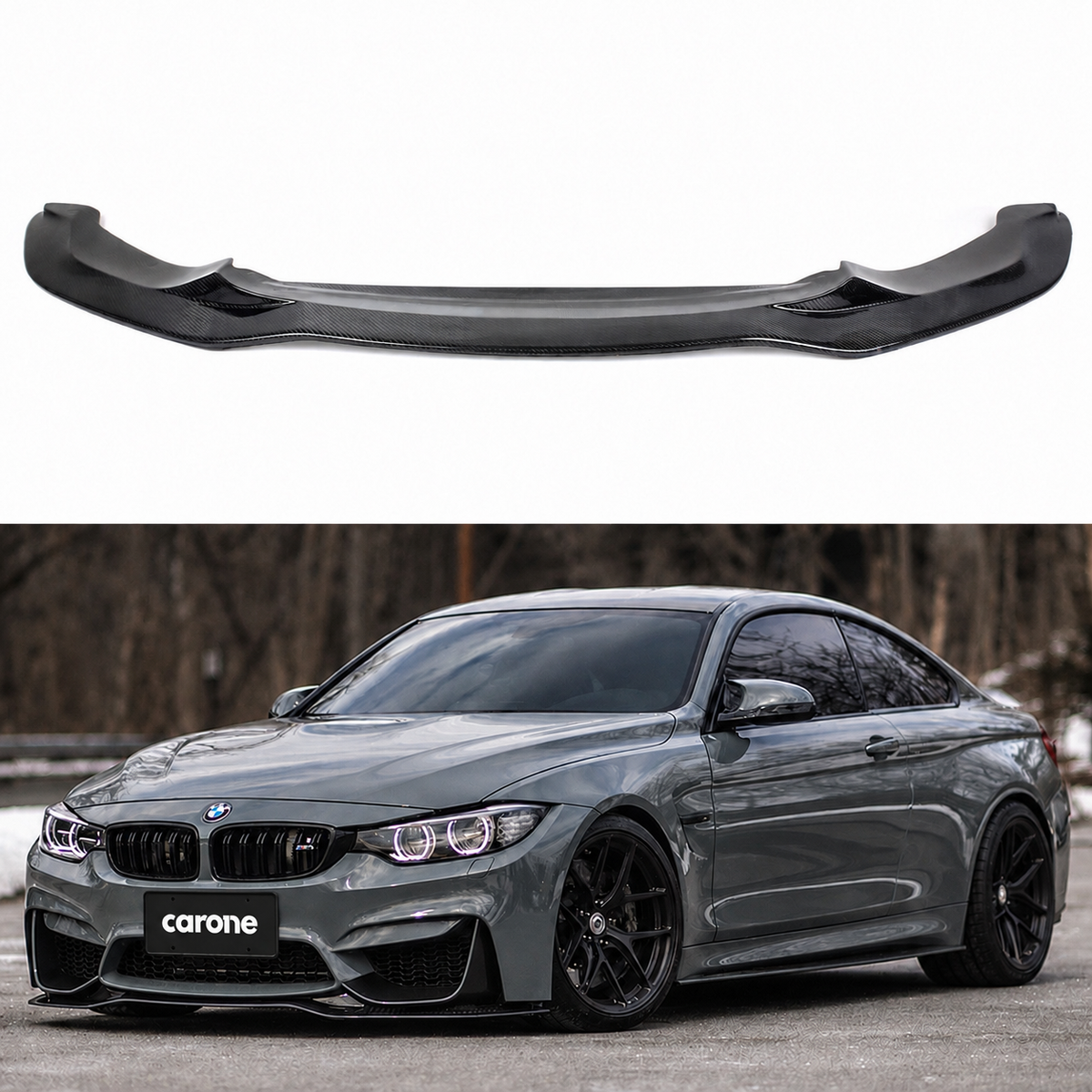 Divisor de labios de parachoques delantero de fibra de carbono para BMW F80 M3 F82 F83 M4 15-20