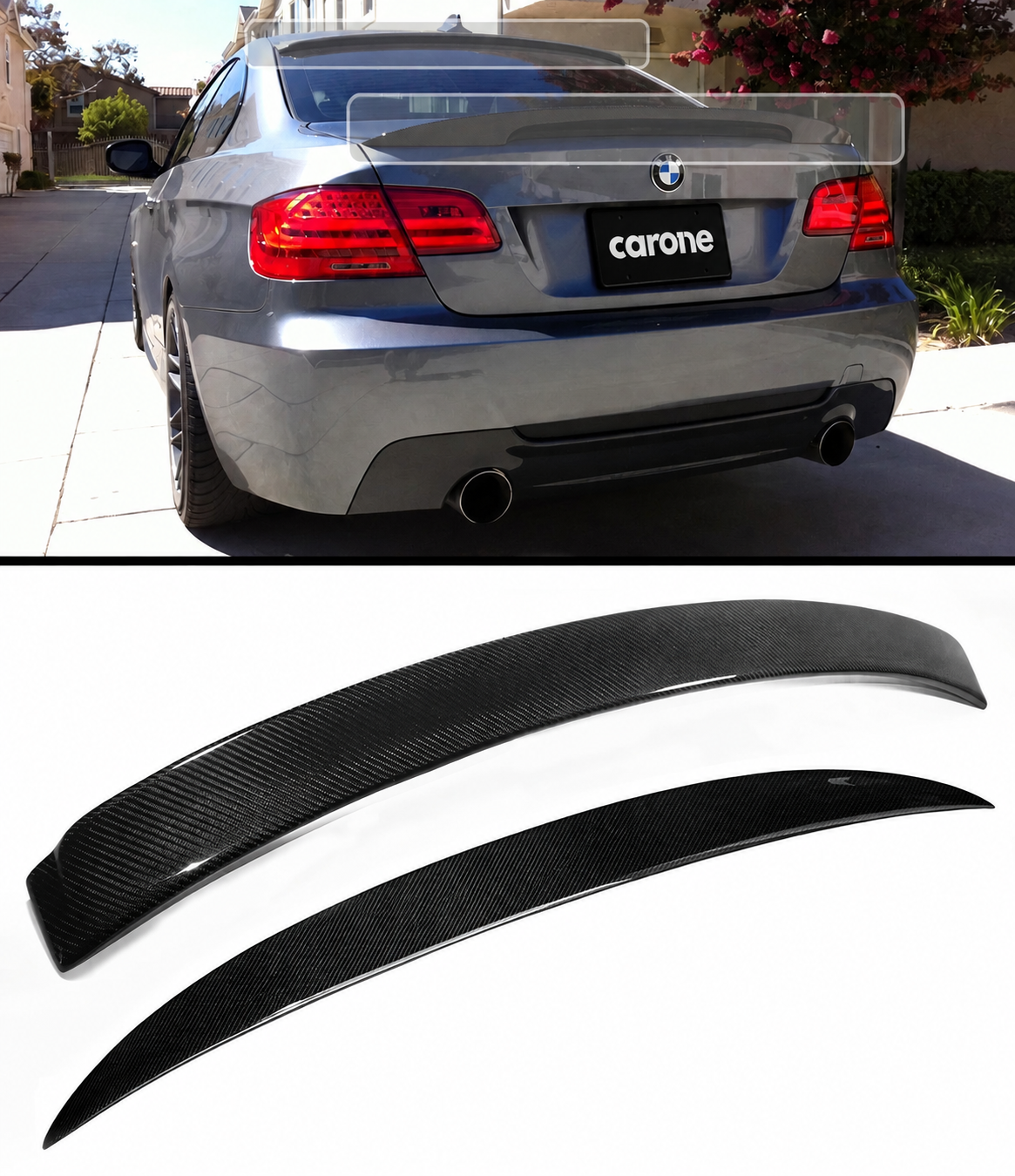 ALERÓN TECHO TRASERO FIBRA CARBONO + TAPA ESTILO RENDIMIENTO PARA BMW E92 M3 CUPÉ