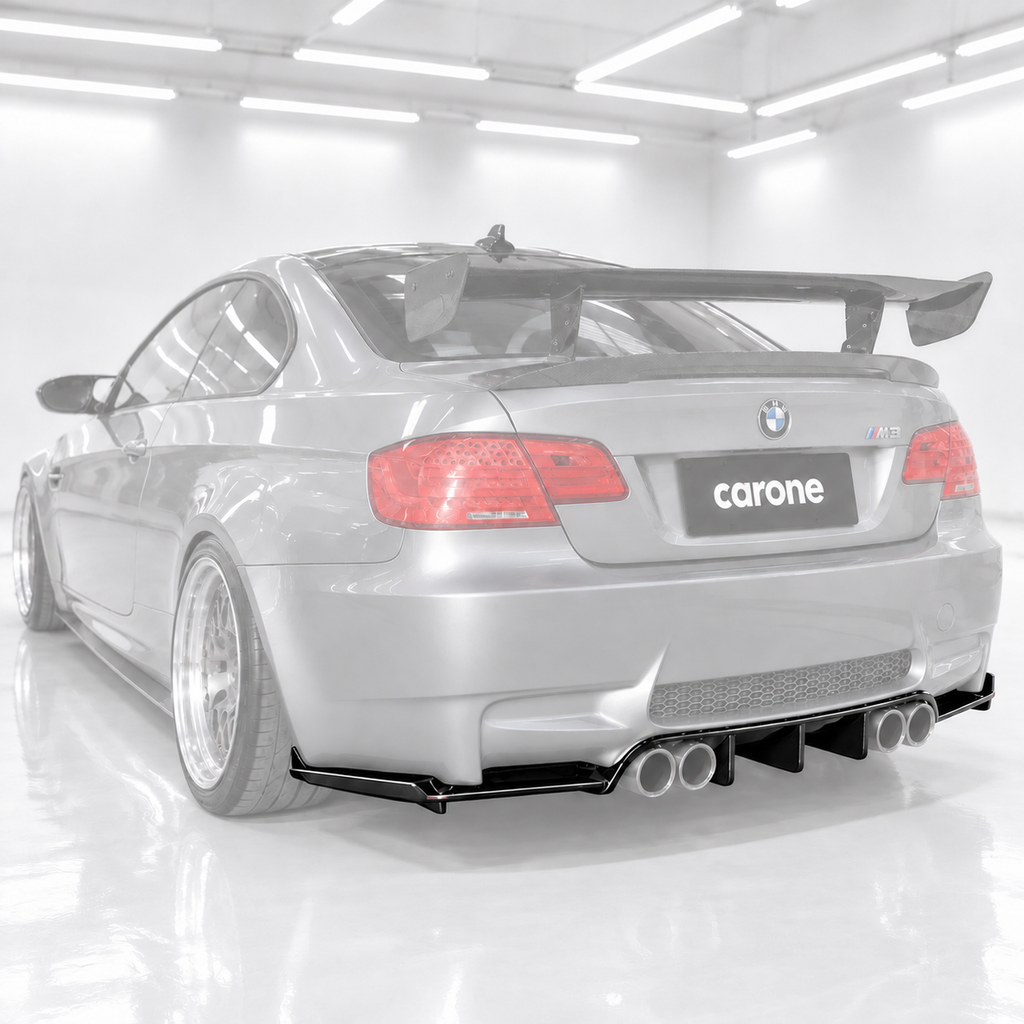 Difusor de parachoques trasero negro brillante estilo V estilo BMW E92 E93 M3 08-13 + espatas de esquina-