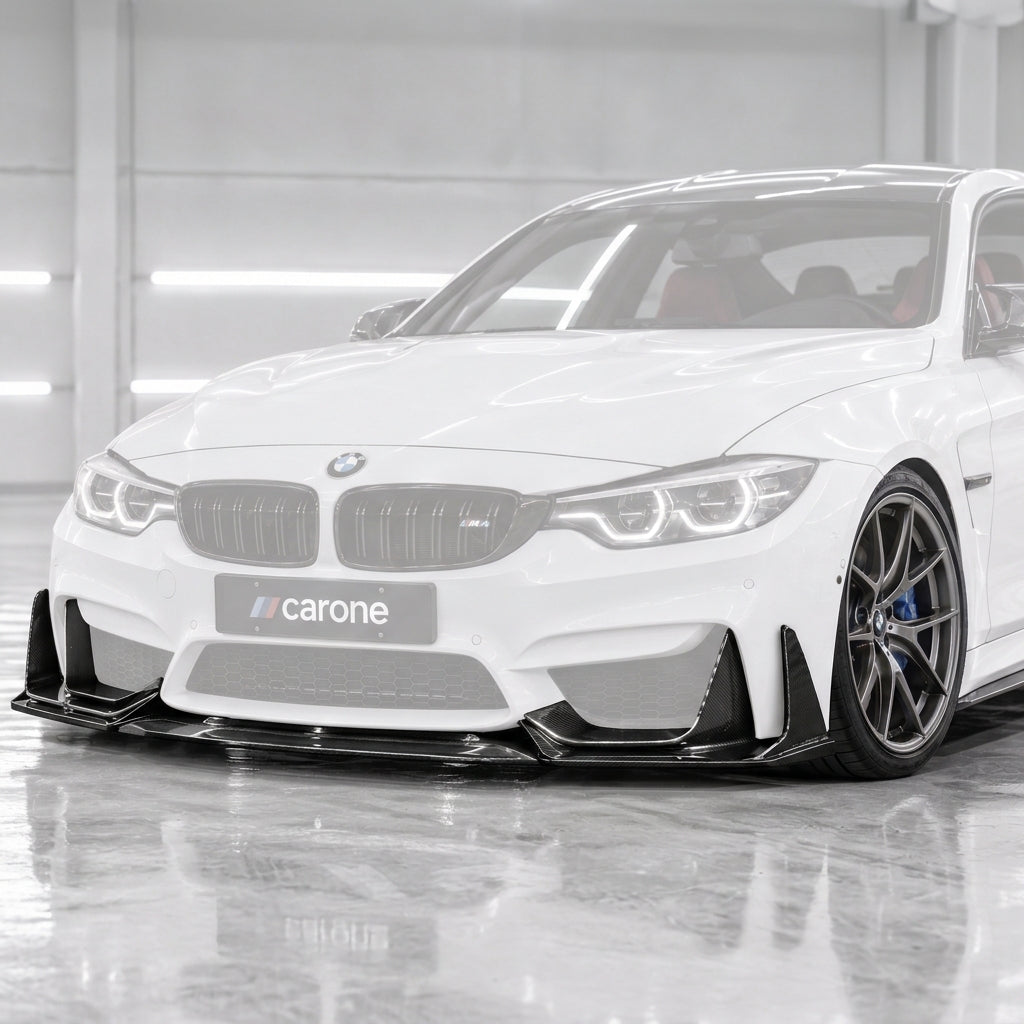 PARA BMW F80 M3 F82 F83 M4 V2 FIBRA CARBONO PARACHOQUES DELANTERO LABIO + DIVISORES 2 PIEZAS