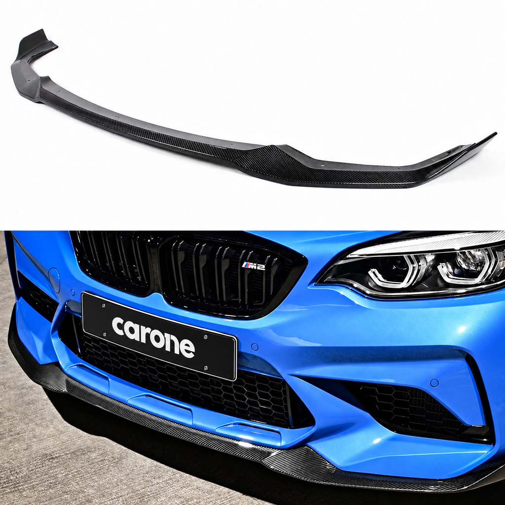 DIVISOR DE LABIOS DE PARACHOQUES DELANTERO DE FIBRA DE CARBONO ESTILO CS COMPETITION 19-21 PARA BMW F87 M2 COMPETITION