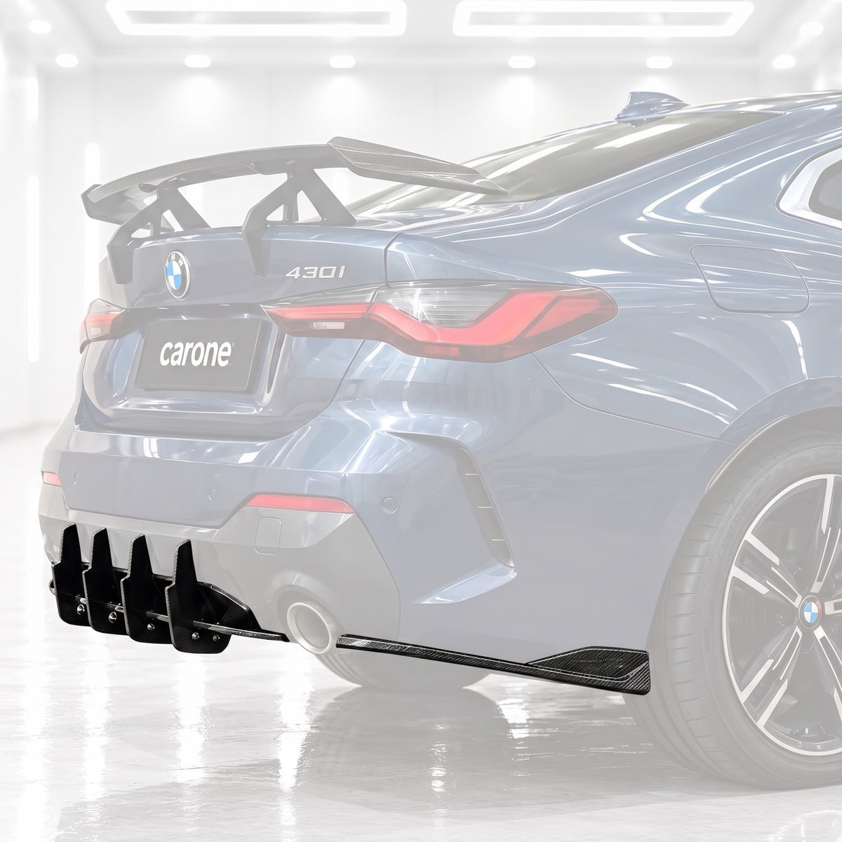 DIFUSOR TRASERO DE FIBRA DE CARBONO PARA BMW G22 G23 2021-26 CON EXTENSIÓN DE ESQUINA