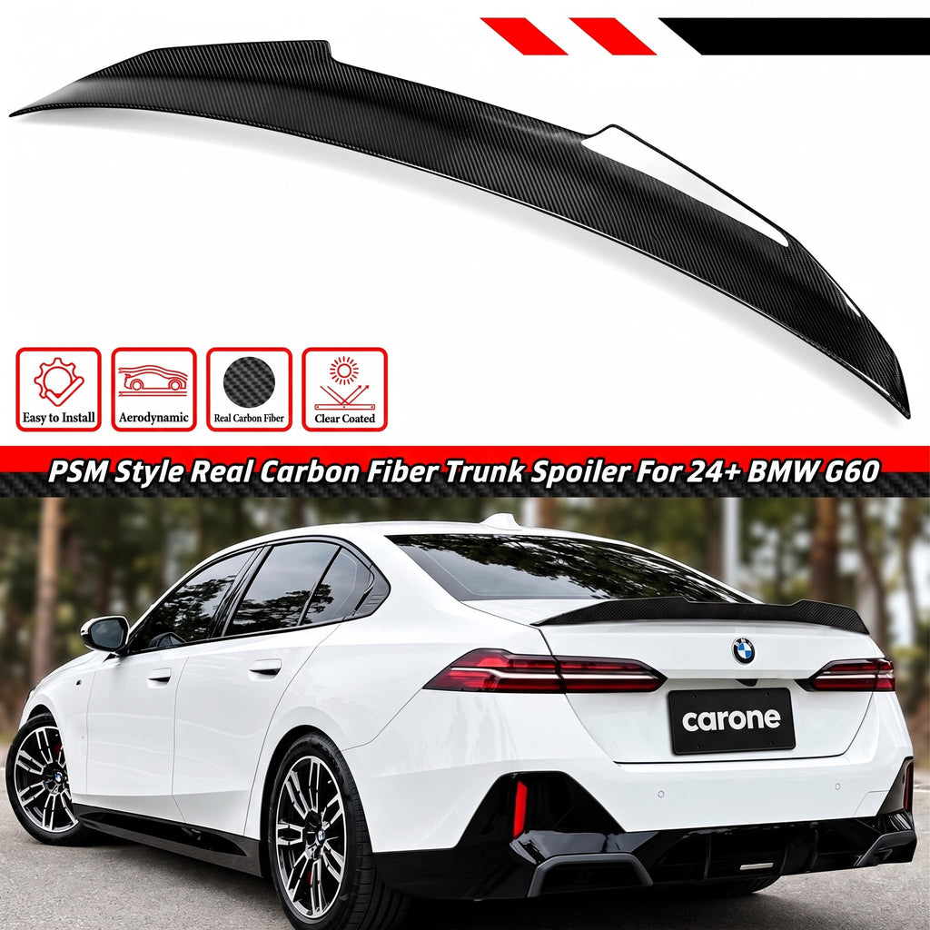 ALERÓN DE MALETERO DE FIBRA DE CARBONO HIGHKICK ESTILO PSM PARA BMW G60 530I I5 G90 M5 2024-25