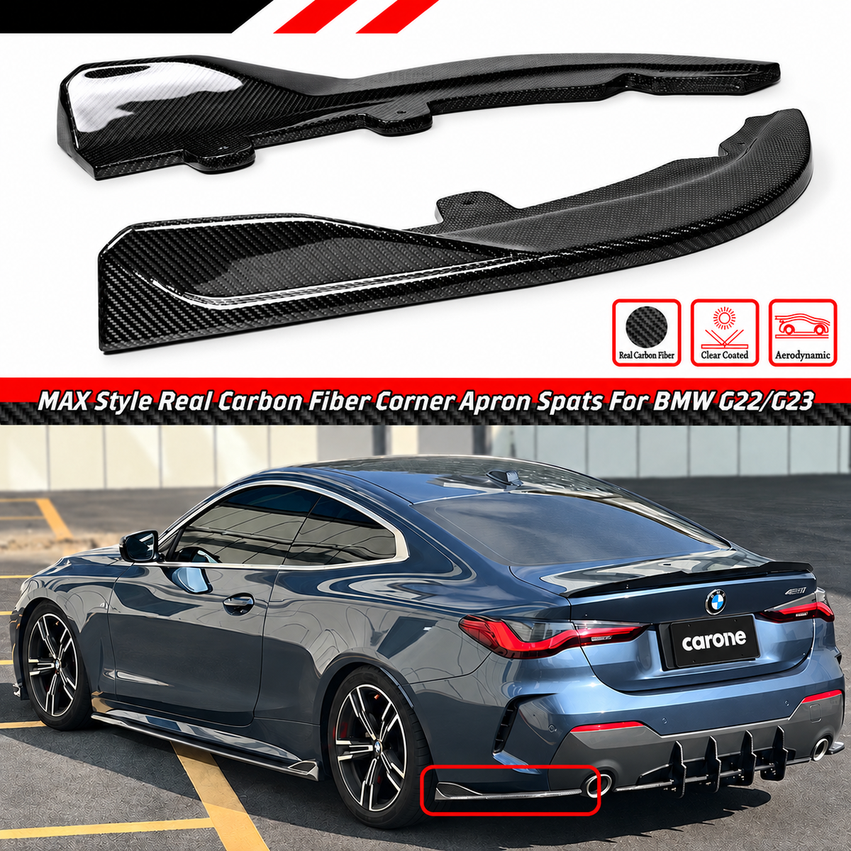 EXTENSIÓN DE PARACHOQUES TRASERO DE FIBRA DE CARBONO ESTILO MAX BMW G22 G23 430I M440I MAX 2021-26
