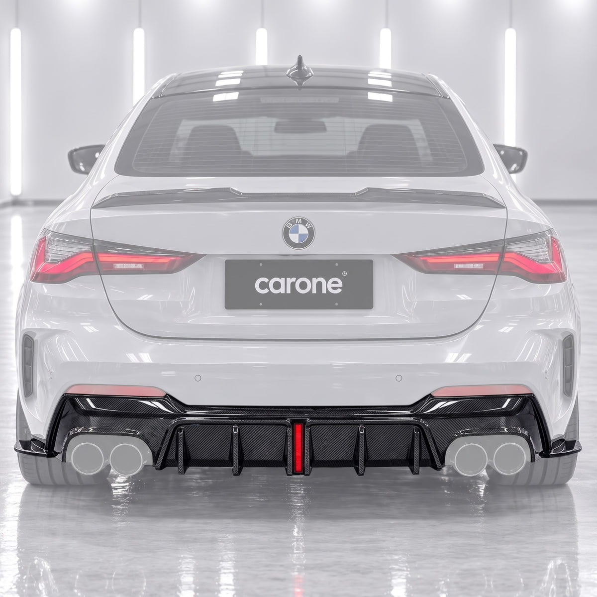 PARA BMW G22 G23 430i K ESTILO FIBRA CARBONO LED DIFUSOR TRASERO 21-26 + EXTENSIÓN LATERAL