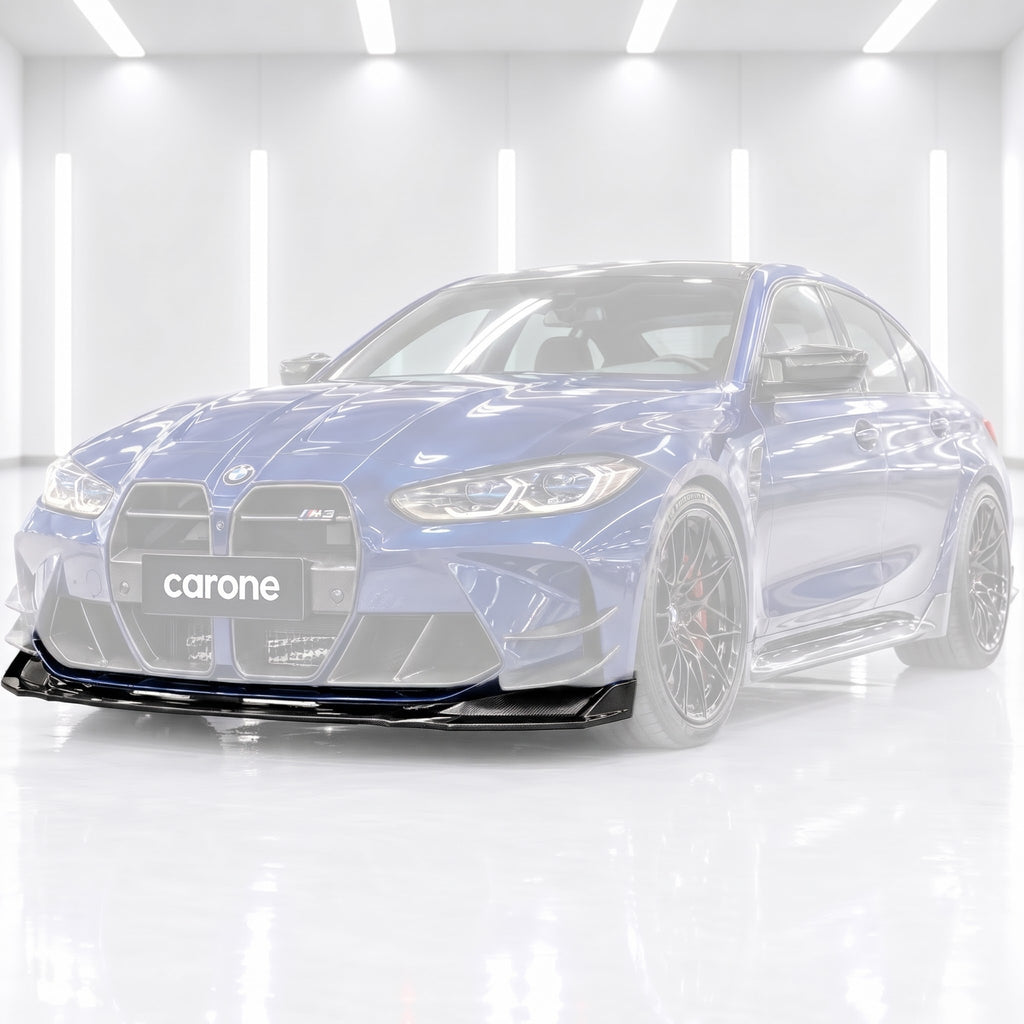 PARA BMW G80 M3 G82 G83 M4 V 2021-26 ESTILO 3 PIEZAS FIBRA DE CARBONO SECO PARACHOQUES DELANTERO LABIO