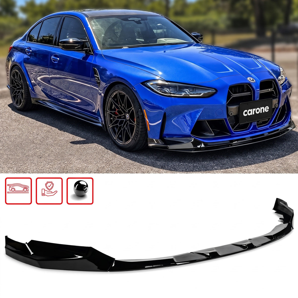 KIT DE LABIOS DE PARACHOQUES DELANTERO NEGRO BRILLANTE ESTILO RENDIMIENTO BMW G80 M3 G82 M4 21-26