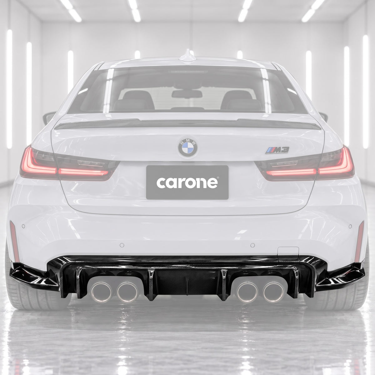 DIFUSOR TRASERO DE FIBRA DE CARBONO ESTILO 3D PARA BMW G80 M3 2021-2026 + EXTENSIÓN DE ESQUINA
