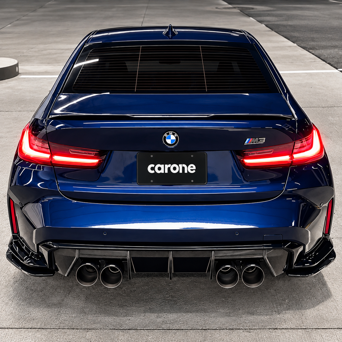 PARACHOQUES TRASERO DIVISOR LATERAL ESQUINA FIBRA DE CARBONO SECO BMW G80 M3 2021-2026