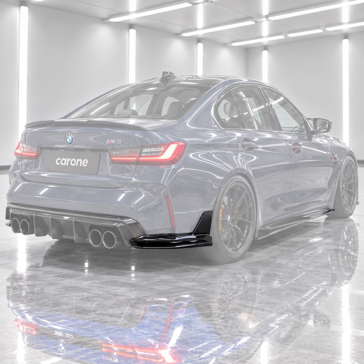 EXTENSIÓN DIVISOR DE ESQUINA DE PARACHOQUES TRASERO DE FIBRA DE CARBONO 21-26 BMW G80 M3
