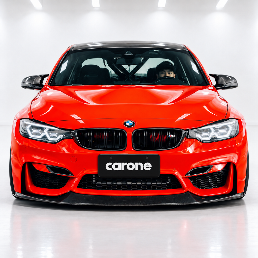 Divisor de labios de parachoques delantero de fibra de carbono estilo BMW F80 M3 F82 F83 M4 K 2015-19