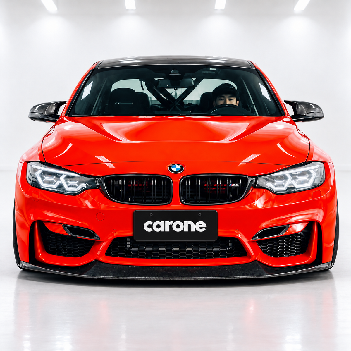 Divisor de labios de parachoques delantero de fibra de carbono estilo BMW F80 M3 F82 F83 M4 K 2015-19