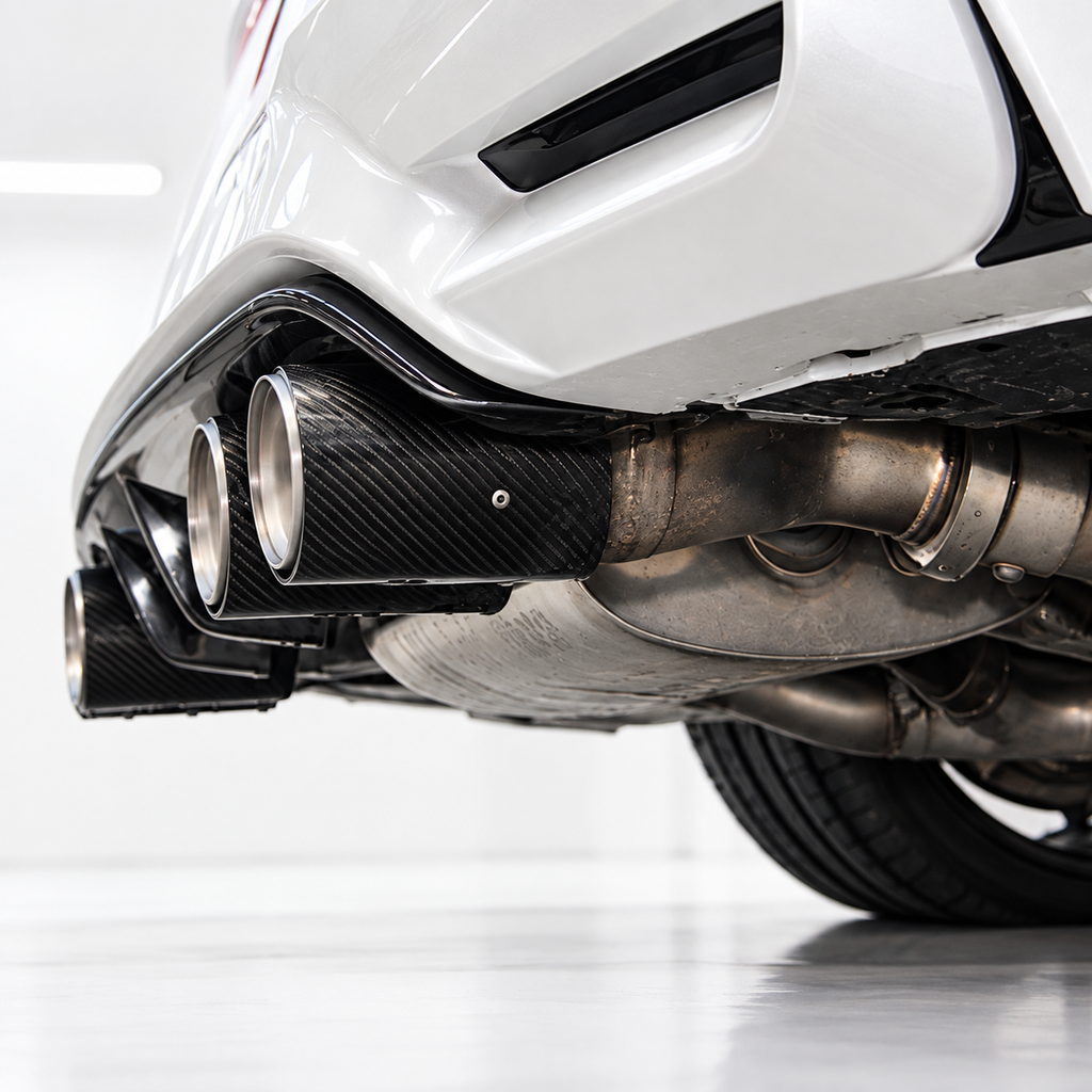 PARA BMW M2 M3 M4 2015-2019 FIBRA DE CARBONO ACERO INOXIDABLE PUNTA DE ESCAPE TUBO ACABADO X 4