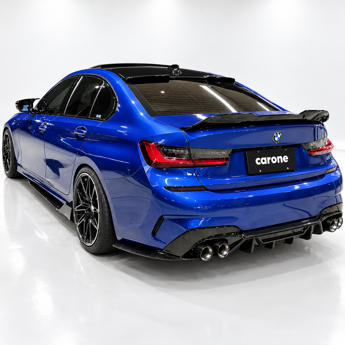 KIT DIFUSOR PARA BMW G20 M SPORT M340i CTM 19-22 + PUNTA DE ESCAPE CUÁDRUPLE DE FIBRA DE CARBONO