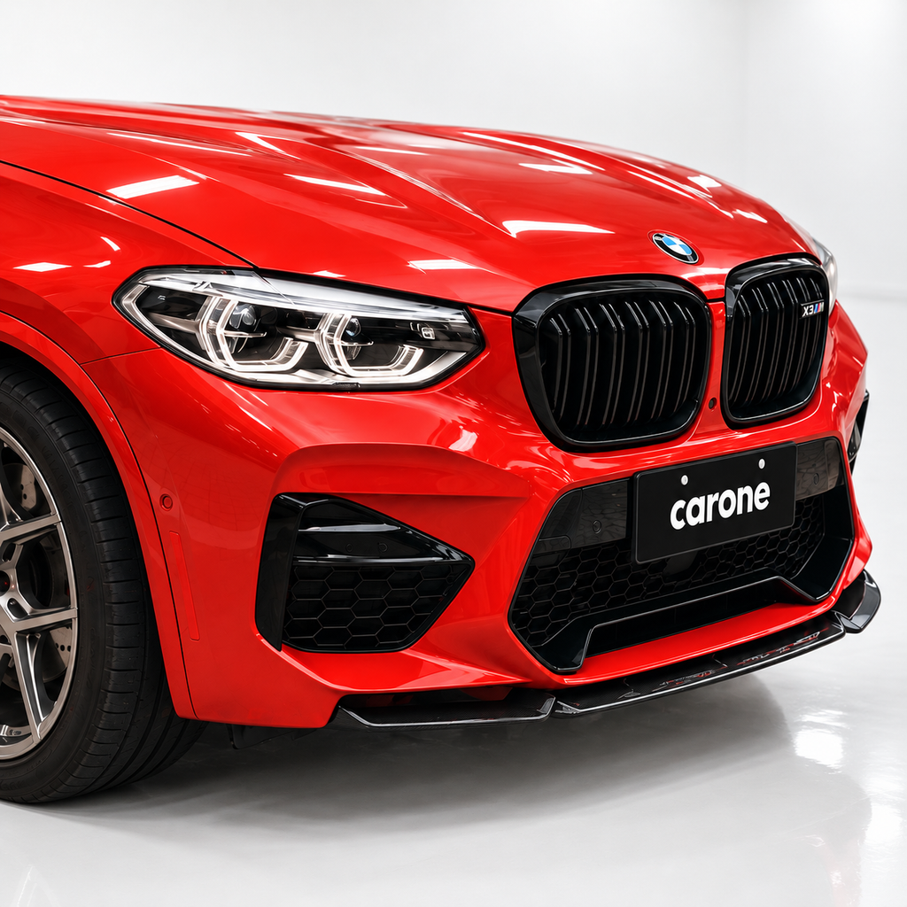 DIVISOR DE LABIOS DE PARACHOQUES DELANTERO NEGRO BRILLANTE PARA BMW X3M X4M COMPETITION F97 F98 19-21