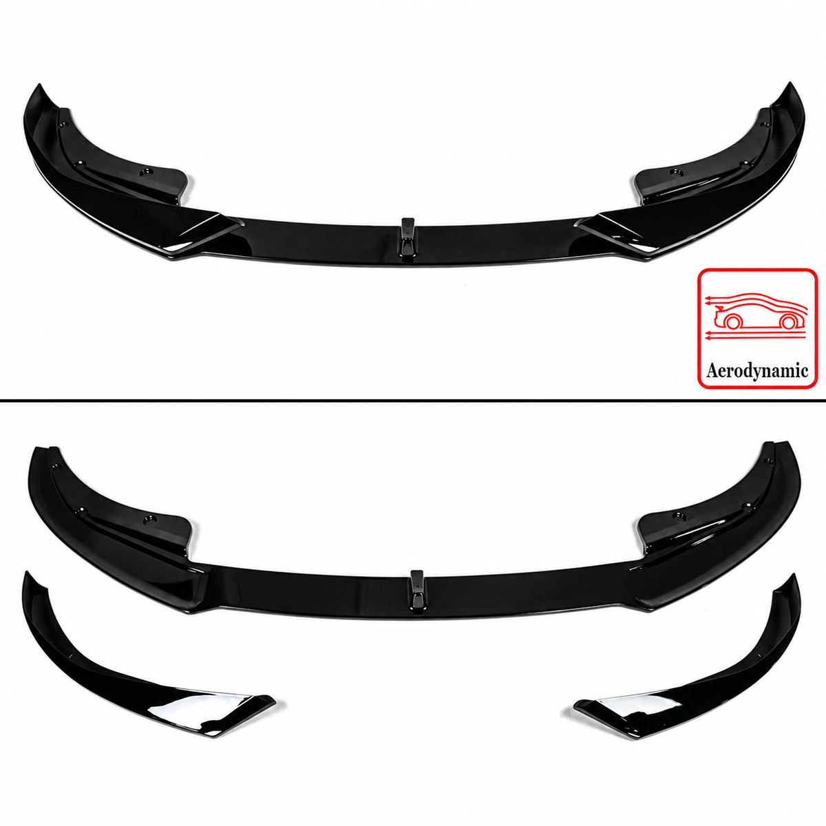 DIVISOR DE LABIOS DE PARACHOQUES DELANTERO NEGRO BRILLANTE PARA BMW G22 G23 430I M440I 21-26